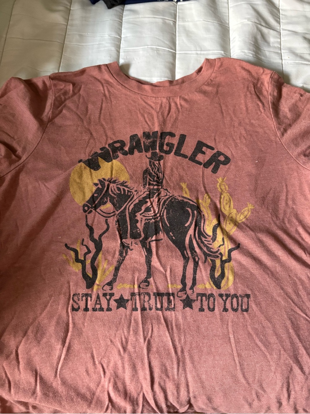 Wrangler Rust Graphic Tee with Yellow Accents